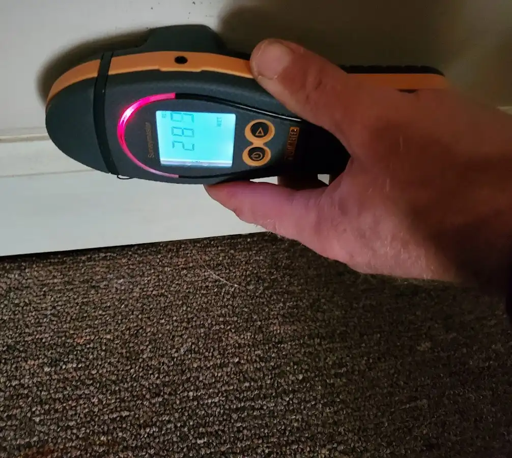 Moisture detection at baseboard during Mold Inspection & Testing in Royal Kunia